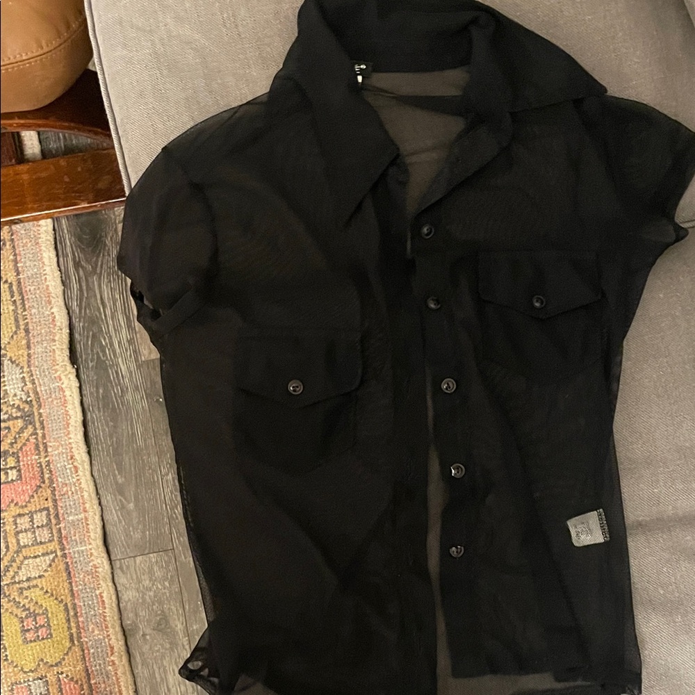Black Sheer Button-Up shirt
